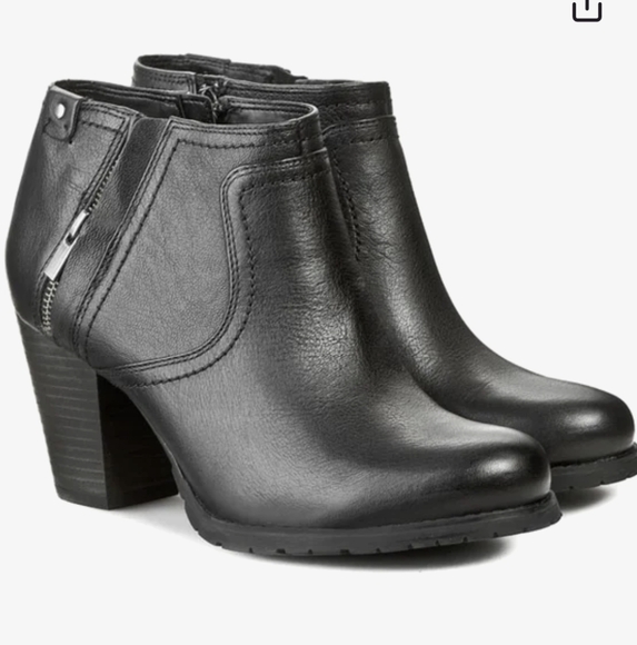 Clarks Mission Halle Distressed Leather Black Heel Ankle Boot Women Size… - Picture 1 of 16